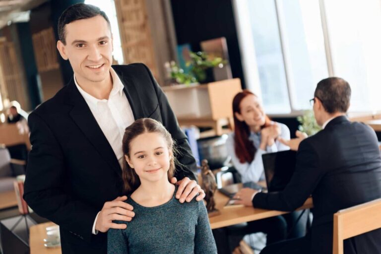 Perth lawyer: Father and daughter at Consent Orders meeting with Clairs Keeley Lawyers. Agreement for Family Law and Estate Planning in East Perth.