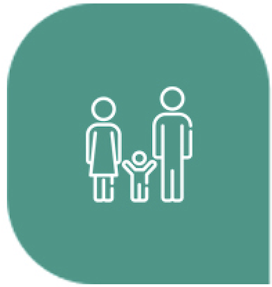 Family icon representing parents and child for Clairs Keeley Lawyers, Perth. Relationship-focused law including wills, estates, and probate.